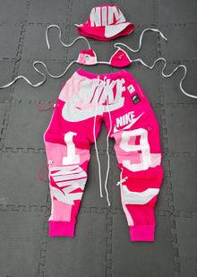  Reworked / Upcycled Nike Patchwork 19 barbie pink Jogger set